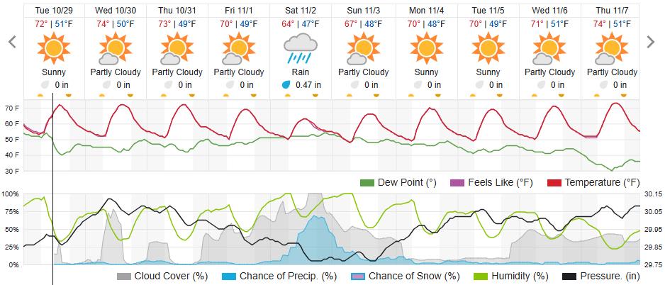 Original saved forecast, archive week 43 of 2024; open image to read dates and weather details